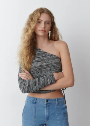 Brownie Spain Camiseta Manga Larga Asimetrica Frunce-Mujer Camisetas