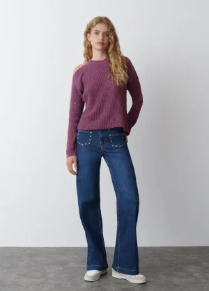 Brownie Spain Jersey Cut Out Hilo Metalizado Berenjena-Mujer Jerséis
