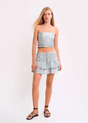 Brownie Spain Top Bandeau Tejido Plateado-Mujer Tops