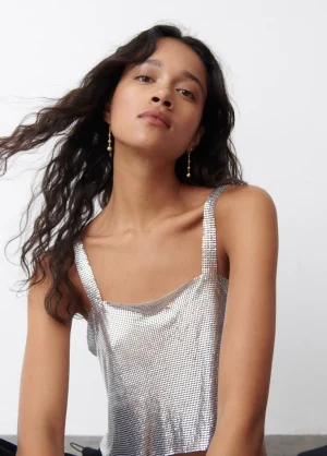 Brownie Spain Top Malla Metalica Plata-Mujer Tops